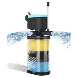 AquaMiracle Aquarium Filter 3-Stage For 10-40 Gal Aquarium, Black, Blue